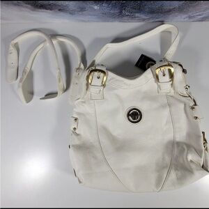 Y2K Vintage Gianni Versace Classic White Leather Shoulder Bag with Gold